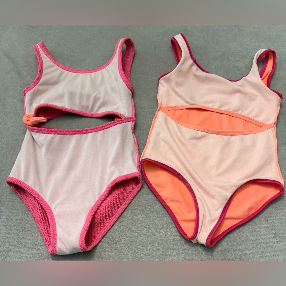 Girls Size 6 Swimsuit Lot 2Pc One Piece Pink Orange Summer Pool Beach Bundle - Picture 6 of 9